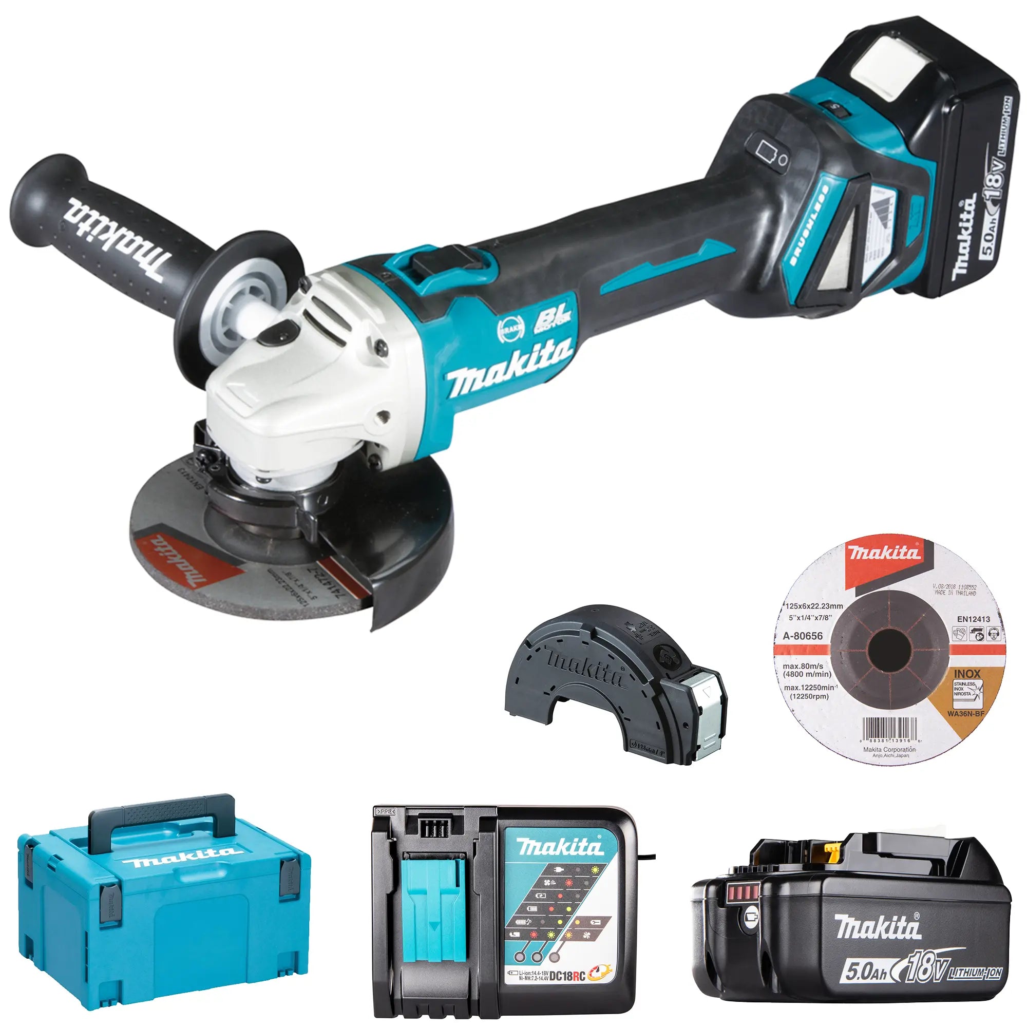 Smerigliatrice Makita DGA513RTJ 18V 5Ah