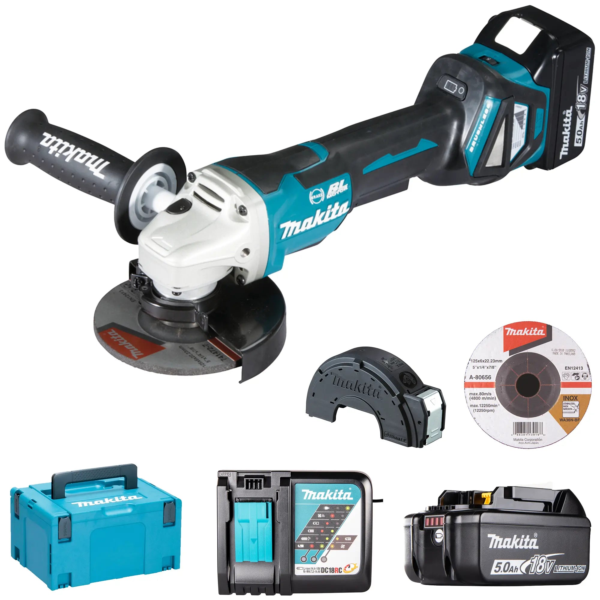 Smerigliatrice Makita DGA517RTJ 18V 5Ah