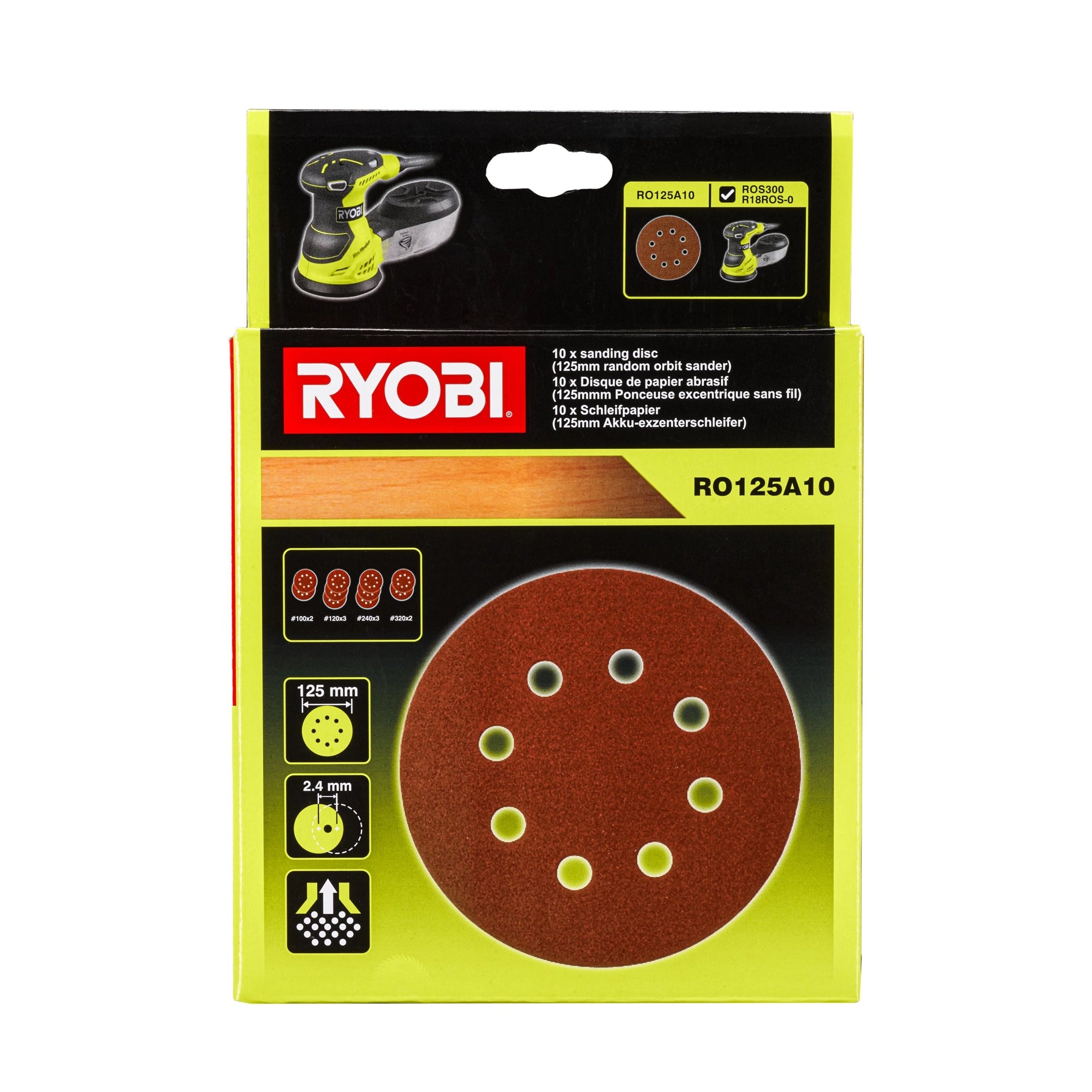 Dischi Abrasivi Ryobi RO125A10 10 pz