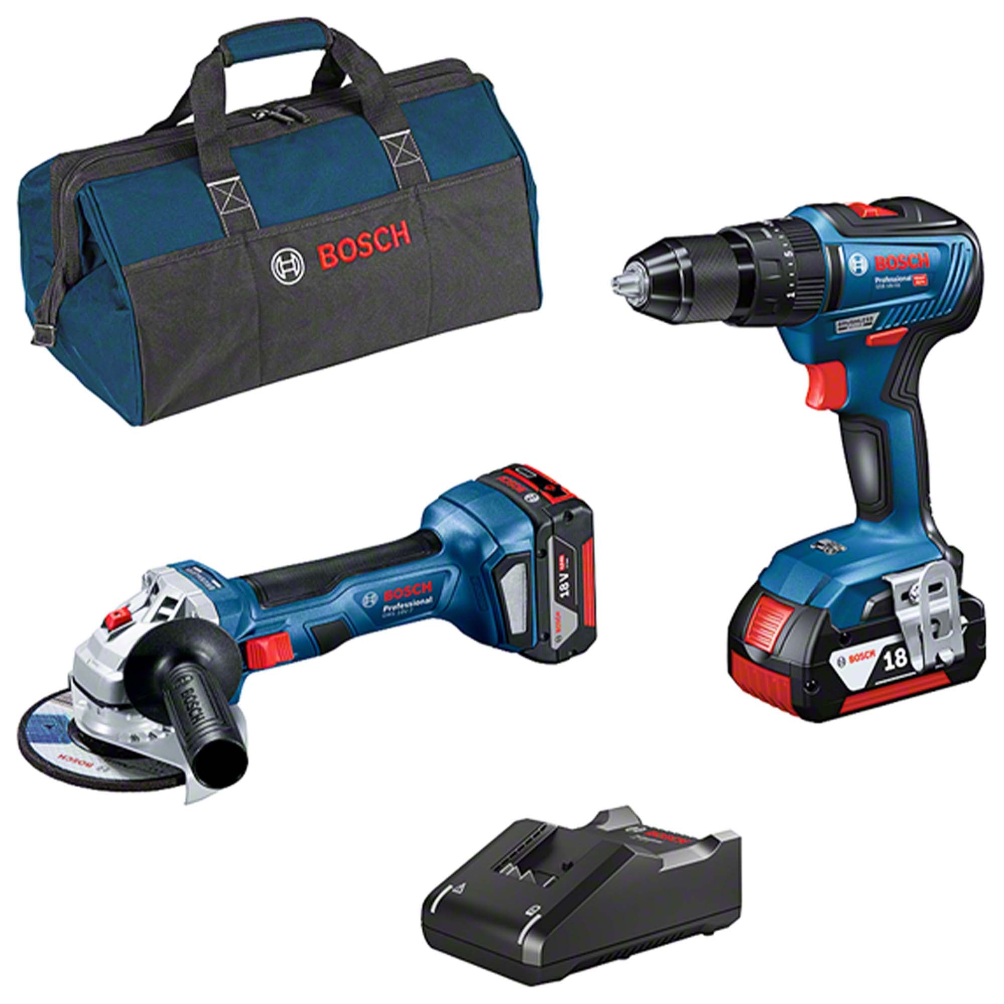 Set Bosch GSB 18V-55 + GWS 18V-7 4Ah